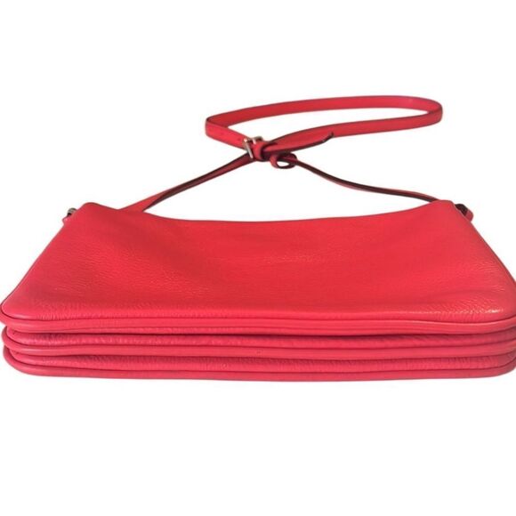 Kate Spade Coral Leila Triple Gusset Adjustable Strap Leather Crossbody - Picture 3 of 13